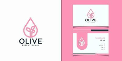 Plantillas de logotipo de aceite de oliva y diseño de tarjetas de visita. vector