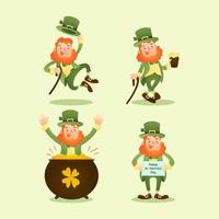 Happy and Cute Expressions of Leprechaun Characters vector