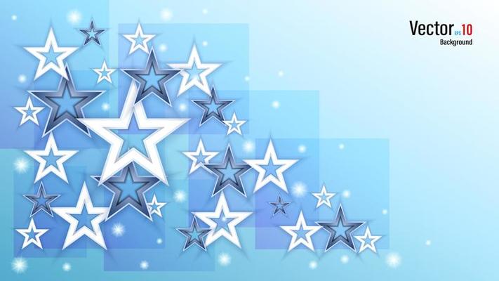 3d White and Black Stars on Blue Background