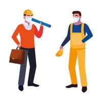 operator and architect with mask and helmet vector