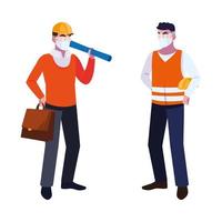 operator and architect with mask and helmet vector