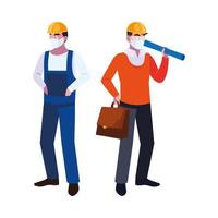 operator and architect with mask and helmet vector