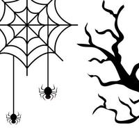 dry tree with spiders isolated icon vector