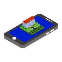 Isometric School On a Smartphone vector