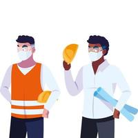 architect and operator with mask vector illustration