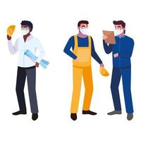 architect and operator with mask vector illustration