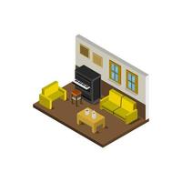 Room With Isometric Piano On White Background vector