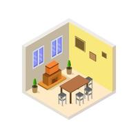 Room With Isometric Fireplace On White Background vector