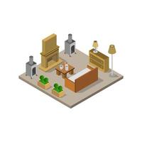 Room With Isometric Fireplace On White Background vector