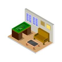 Room With Isometric Billiard Table On White Background vector