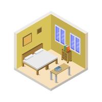 Isometric Bedroom or Hotel Room vector