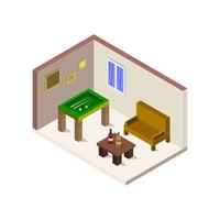 Room With Isometric Billiard Table On White Background vector