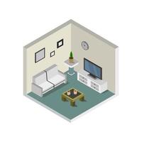 Isometric Lounge Room On White Background vector