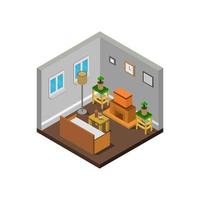 Room With Isometric Fireplace On White Background vector