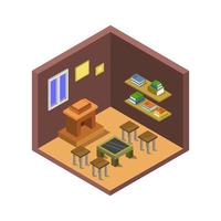 Room With Isometric Fireplace On White Background vector