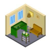 Isometric Billiard Room Illustrated On White Background vector