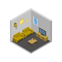 Isometric Lounge Room On White Background vector