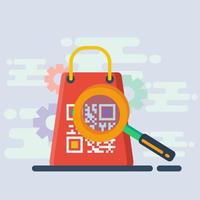 Ilustración de concepto de código qr de escaneo de compras vector