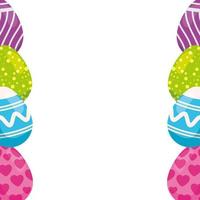frame of eggs easter decorated vector