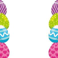 frame of eggs easter decorated vector