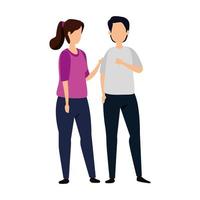 young couple avatar character icon vector