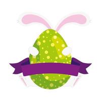 cute egg easter with feet and ears rabbit vector