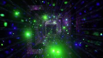 illustration 3d de tunnel de science-fiction de particules lumineuses video