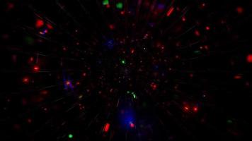 partículas de néon brilhantes espaço escuro ilustração 3d vj loop video