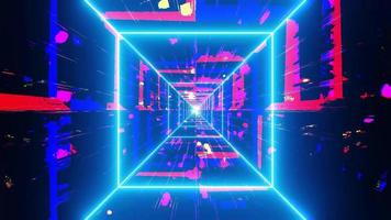 Colorful highly abstract neon tunnel lines 3d illustration visual vj loop video