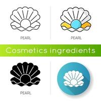 Pearl icon. Open seashell. Brightening effect. vector