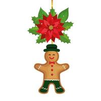 flower christmas with ginger cookie hanging vector