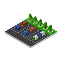 Parking Isometric Illustrated On White Background vector