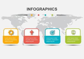 plantilla de diseño infográfico con 4 rectángulos redondeados vector