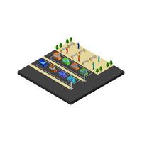 Parking Isometric Illustrated On White Background vector