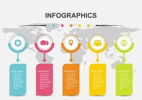 Infographic design template 5 banners with shadow vector