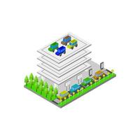 Parking Isometric Illustrated On White Background vector