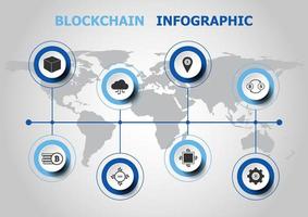 Infographic design with blockchain icons vector