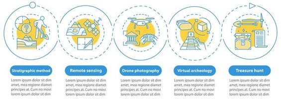 Archeology methods vector infographic template. Treasure hunt presentation design elements.