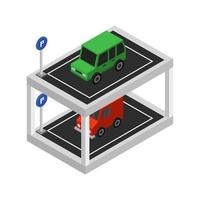 estacionamiento isométrico ilustrado sobre fondo blanco vector