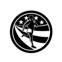 American Marathon Runner Black and White vector