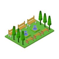 Isometric Park Illustrated On White Background vector