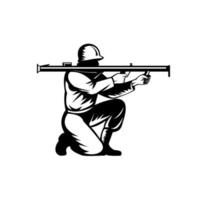 World War Two Soldier Aiming Bazooka Side View vector