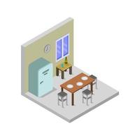 Isometric Kitchen Room On White Background vector