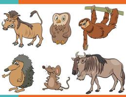 set of cartoon funny wild animals characters vector