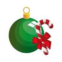 ball christmas with cane isolated icon vector