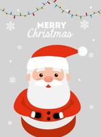 merry christmas poster with santa claus vector