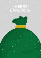 merry christmas poster with bag presents vector