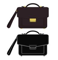 Businessman leather hand bag. Color, silhouette vector