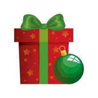 gift box with ball christmas isolated icon vector