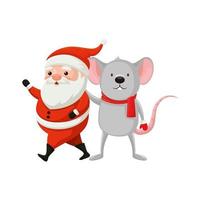 santa claus con personajes de ratón feliz navidad vector